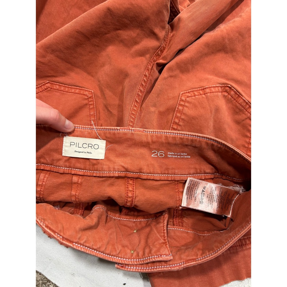 Pilcro Anthropologie Rust Orange Wide Leg High Rise Utility Pant 26 Fall Boho - Picture 2 of 10